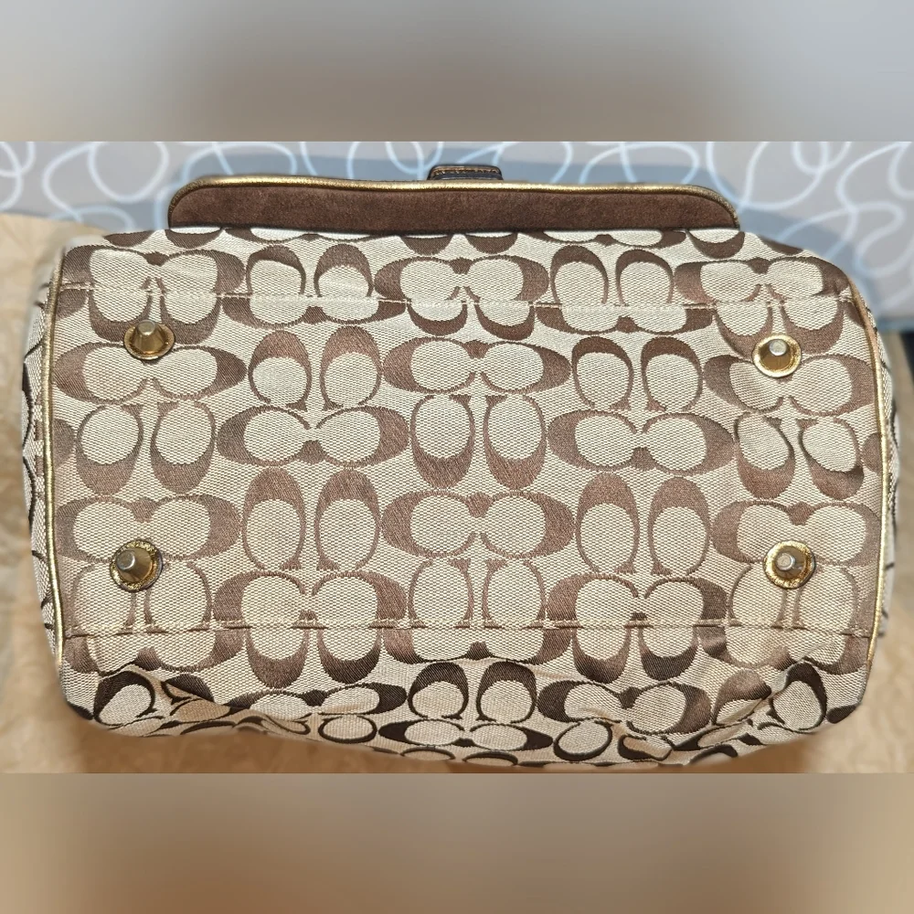 Coach Signature Bronze Boston Bag - Picture 5 of 13